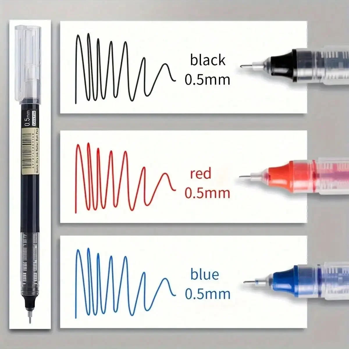 10PCS Gel Ink Pens – 0.5mm Fine Tip Writing Pens For Office & School (Black / Blue / Red)